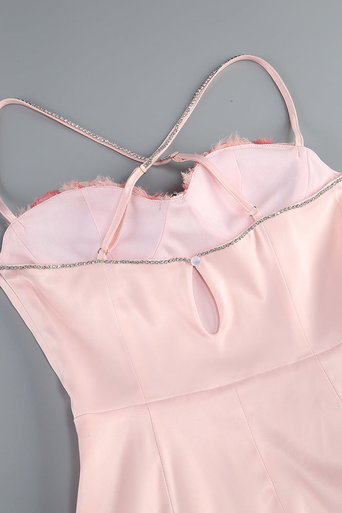 
                      
                        Beaded Straps Light Pink A-line Short Dress with Rosette
                      
                    