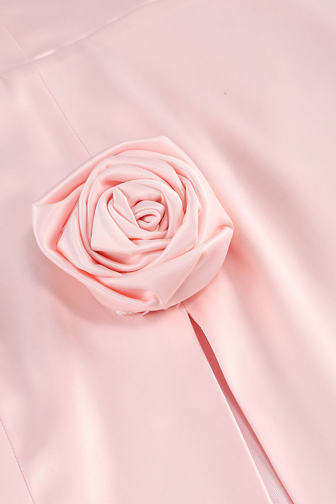 
                      
                        Beaded Straps Light Pink A-line Short Dress with Rosette
                      
                    