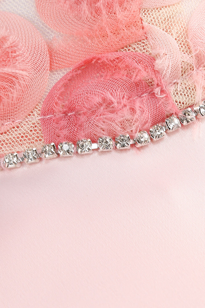 
                      
                        Beaded Straps Light Pink A-line Short Dress with Rosette
                      
                    