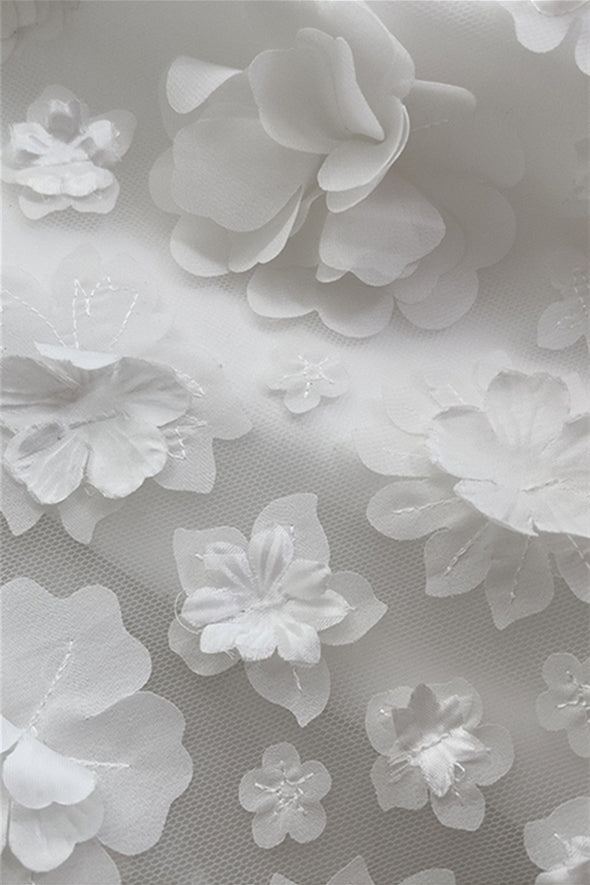 
                      
                        Beaded Straps White 3D Floral A-line Short Dress
                      
                    