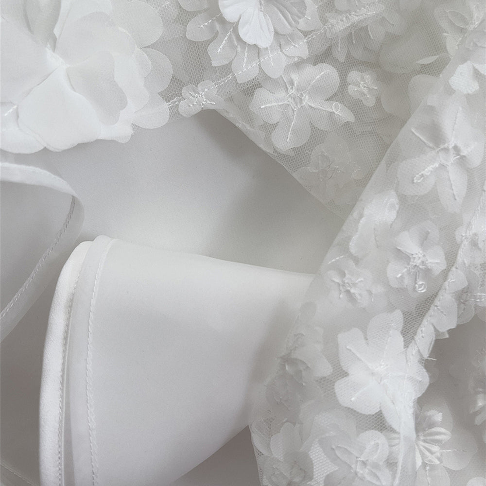 
                      
                        Beaded Straps White 3D Floral A-line Short Dress
                      
                    