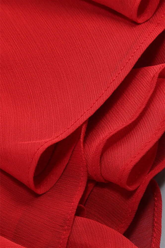 
                      
                        Bell Sleeves Red Bow Front A-line Short Dress
                      
                    