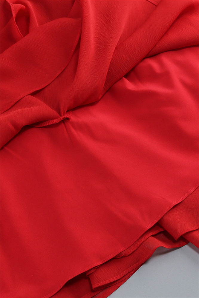 
                      
                        Bell Sleeves Red Bow Front A-line Short Dress
                      
                    