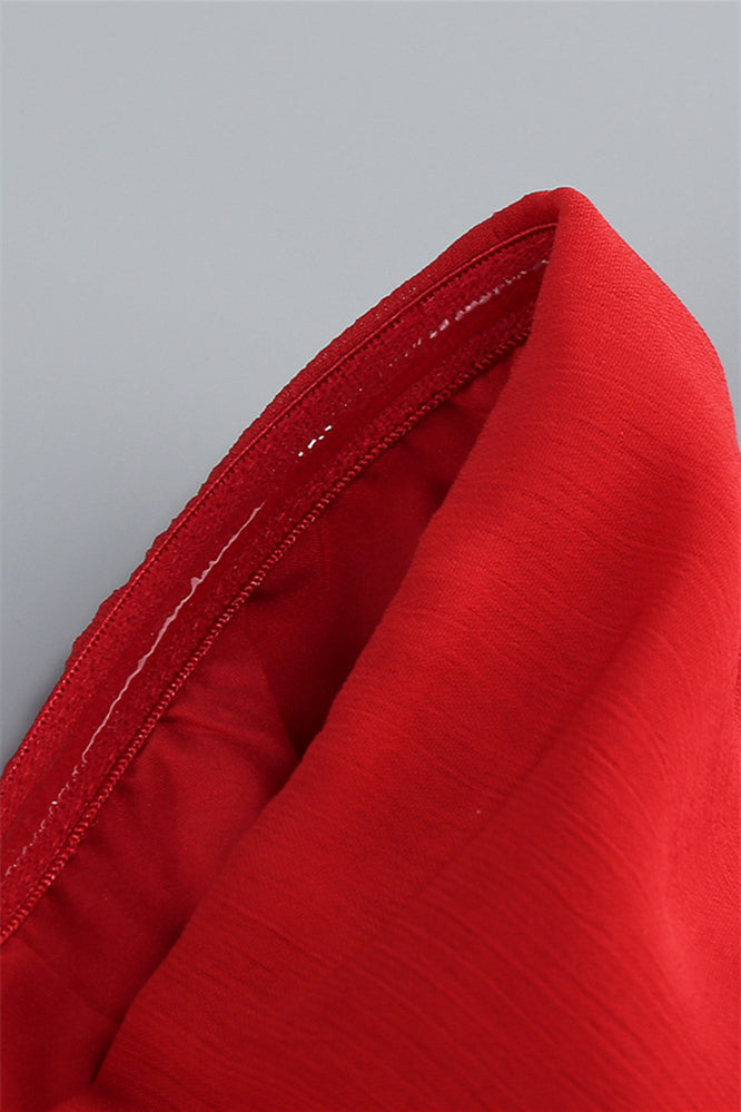 
                      
                        Bell Sleeves Red Bow Front A-line Short Dress
                      
                    