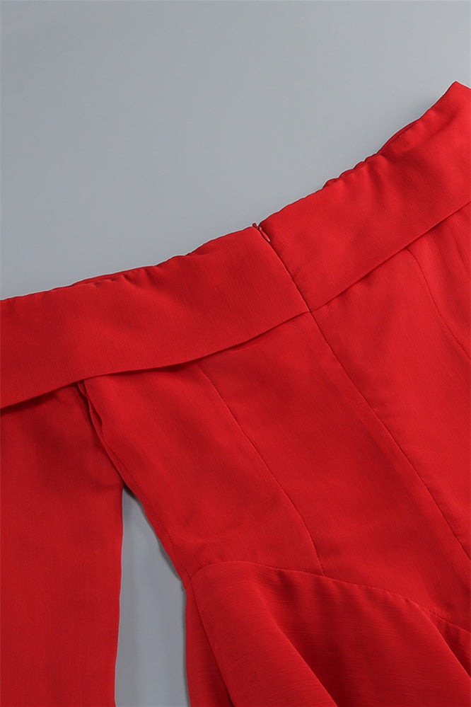 
                      
                        Bell Sleeves Red Bow Front A-line Short Dress
                      
                    