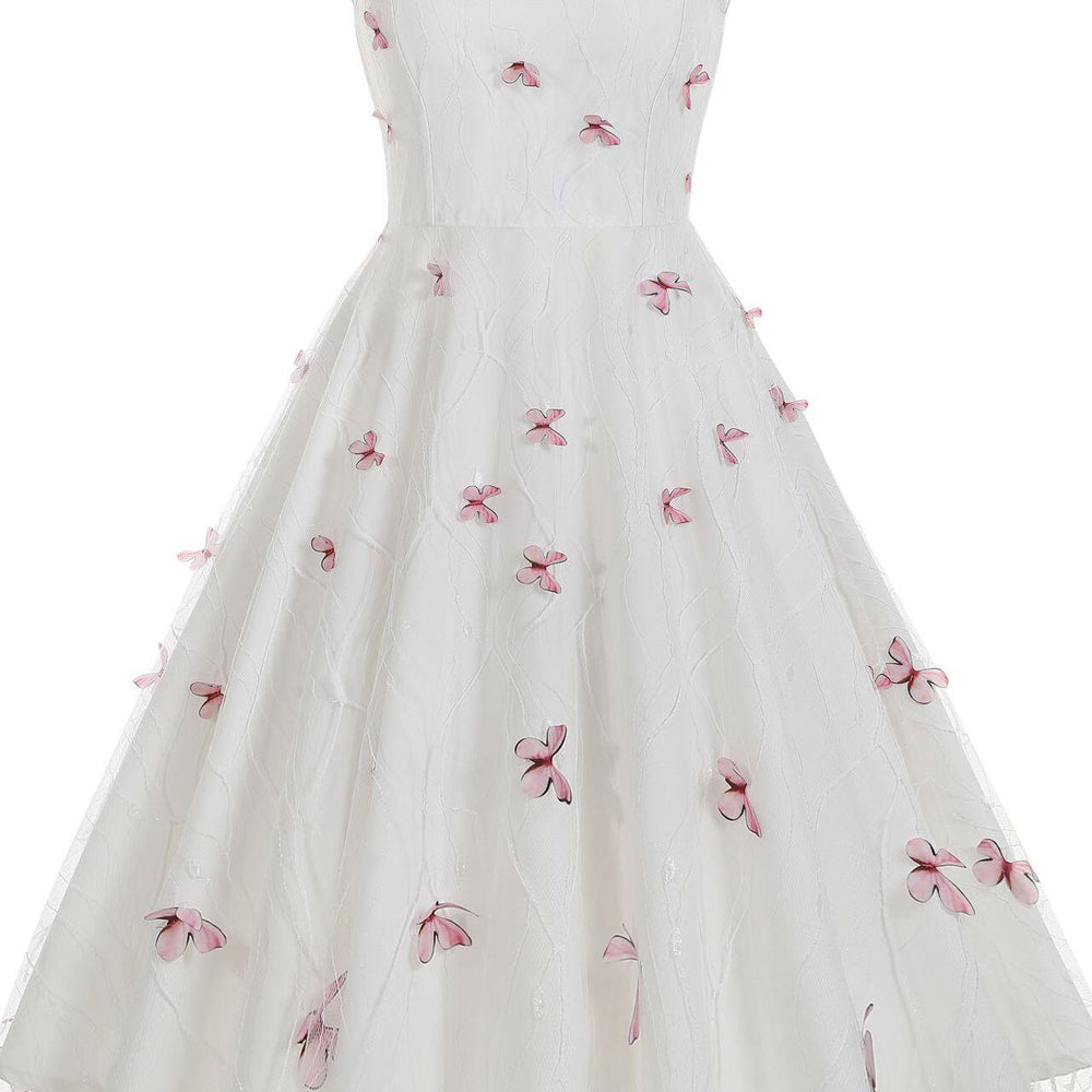 
                      
                        Black 1950s Butterfly Embroidery Mesh Vintage Dress
                      
                    