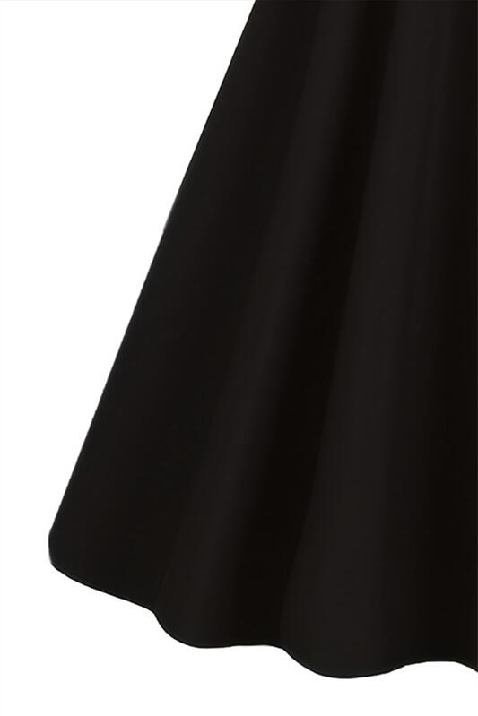 Black 1950s Button Front Short Sleeve Vintage Dress