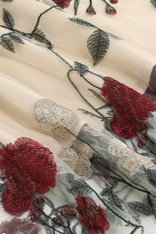 Black 1950s Floral Embroidery Mesh Sleeveless Vintage Dress