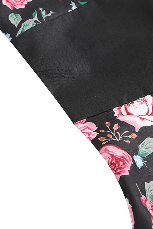 
                      
                        Black 1950s Floral Print Halter Vintage Dress
                      
                    