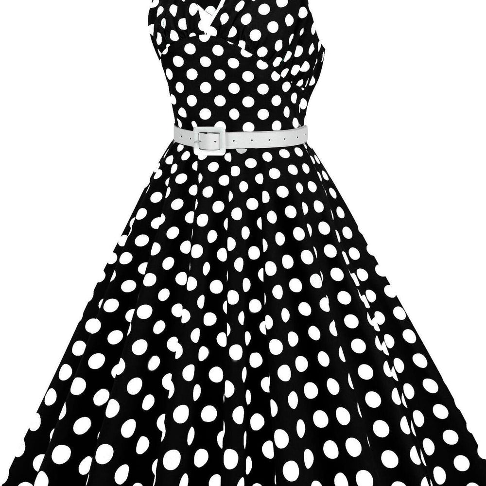 
                      
                        Black 1950s Polka Dots Halter Big Swing Dress
                      
                    