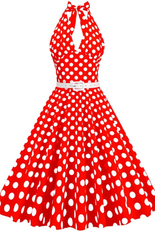 
                      
                        Black 1950s Polka Dots Halter Big Swing Dress
                      
                    