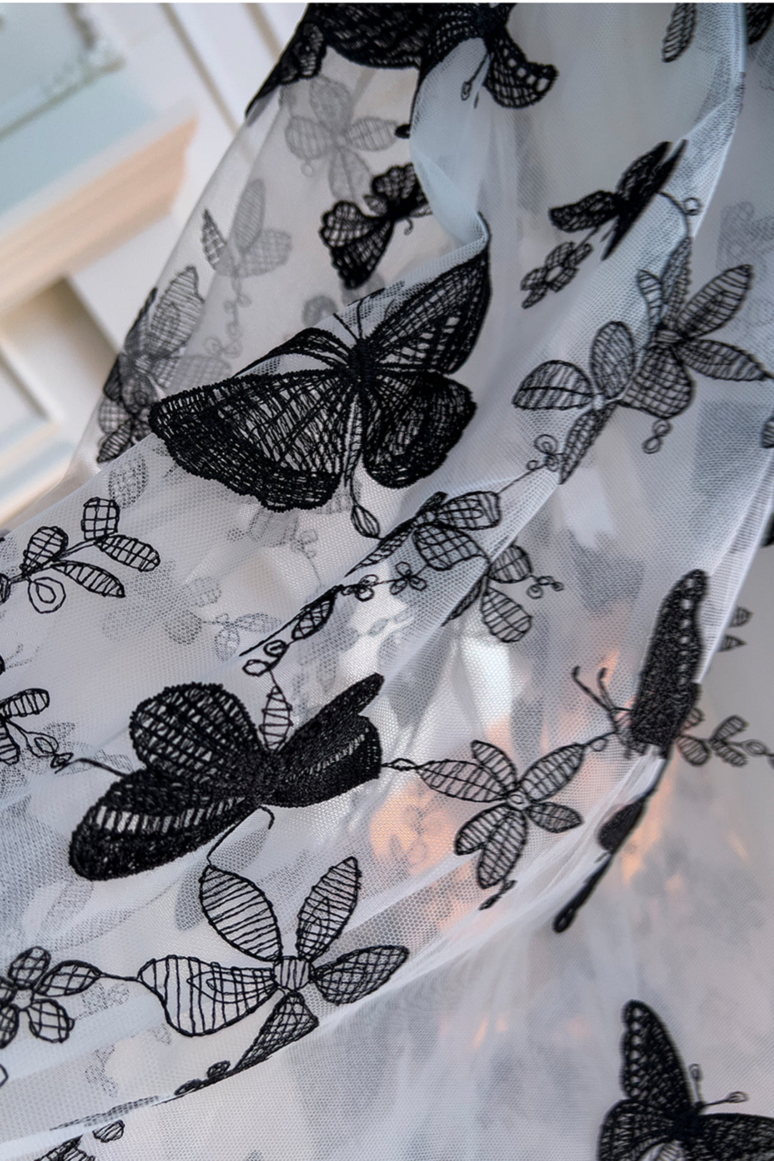White Butterfly Embroidery A-line Long Dress PollyBoutique White Butterfly Embroidery A-line Long Dress PollyBoutique