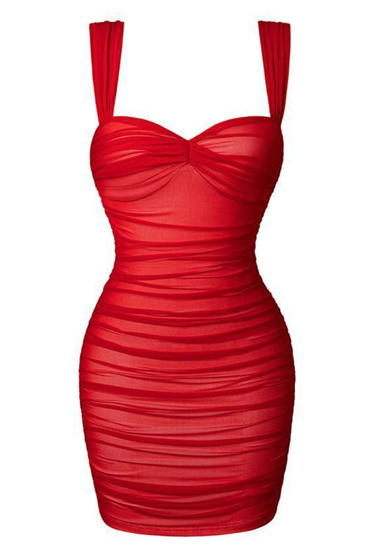 
                      
                        Black and Red Ruched Bodycon Short Dress
                      
                    