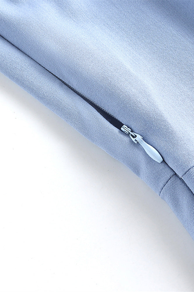 Blue 1950s Button Front Vintage Dress with Polkets