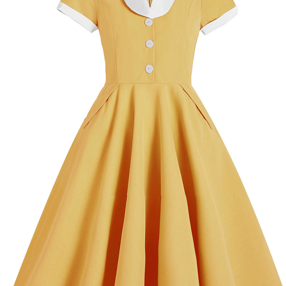 
                      
                        Blue 1950s Button Front Vintage Dress with Polkets
                      
                    