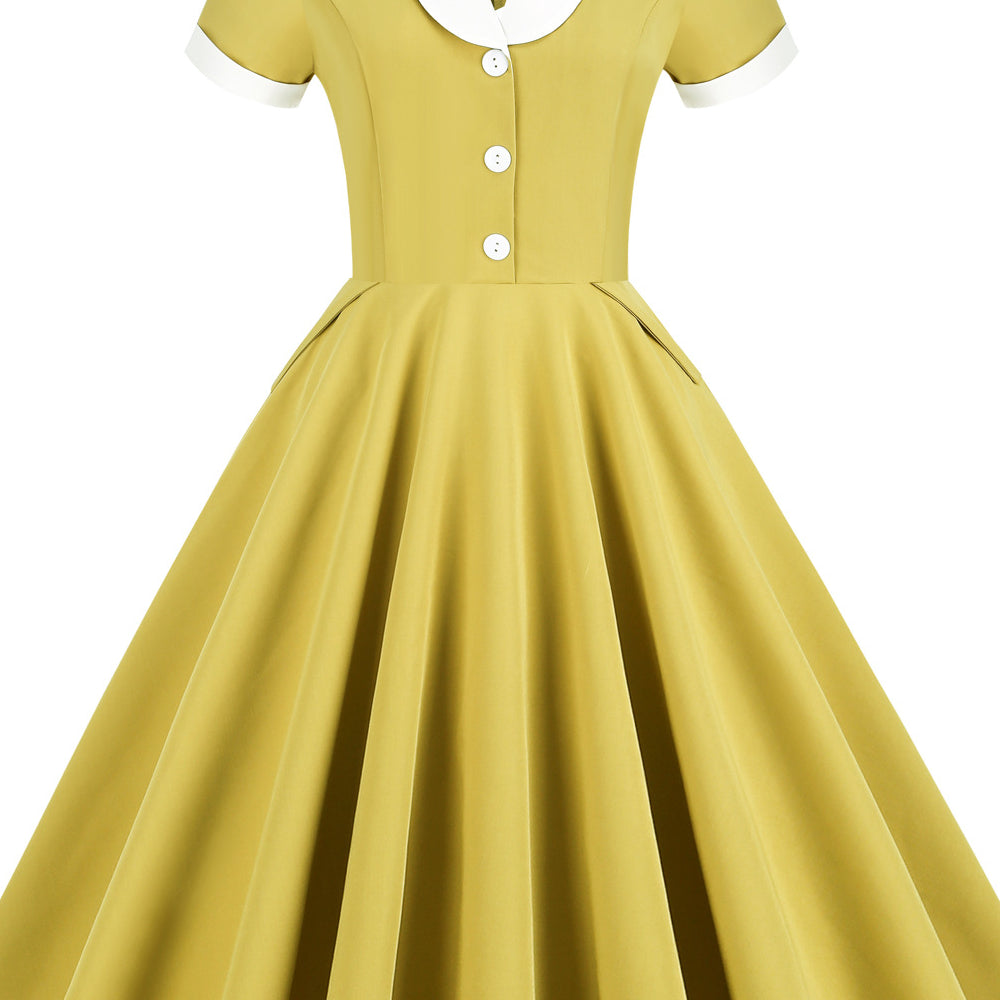 
                      
                        Blue 1950s Button Front Vintage Dress with Polkets
                      
                    