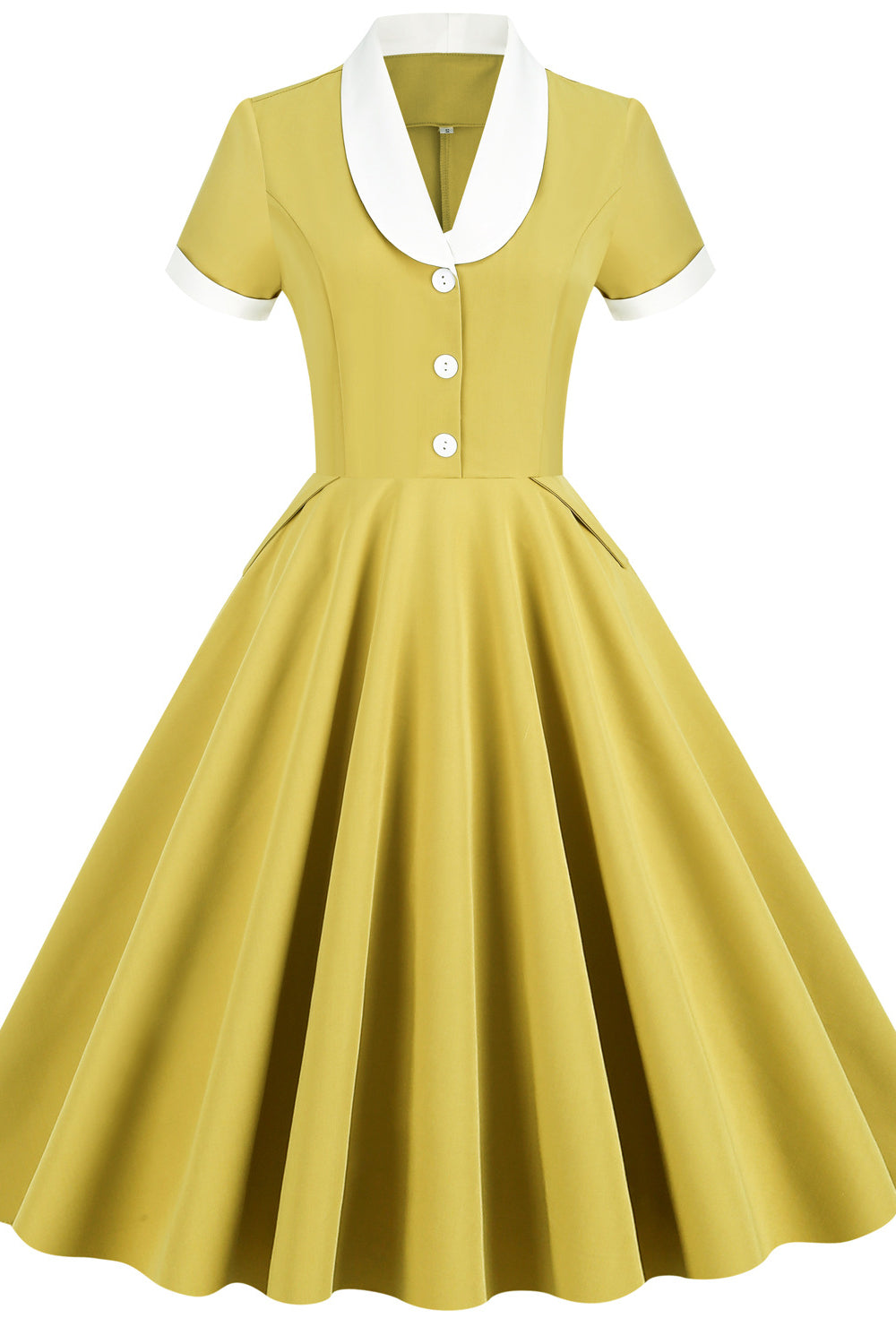 Blue 1950s Button Front Vintage Dress with Polkets