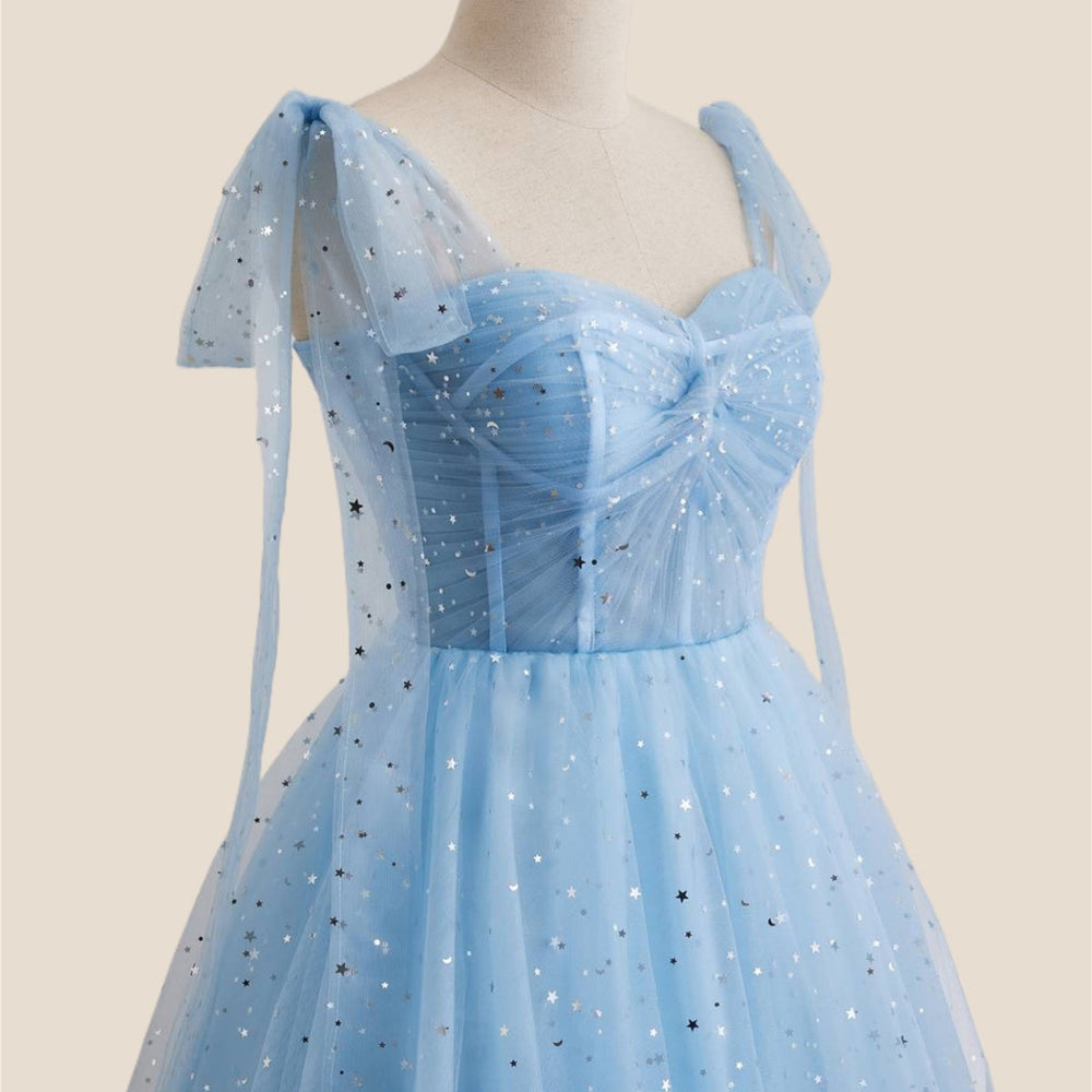 
                      
                        Blue Sparkle Tulle Ruched Short Princess Dress
                      
                    