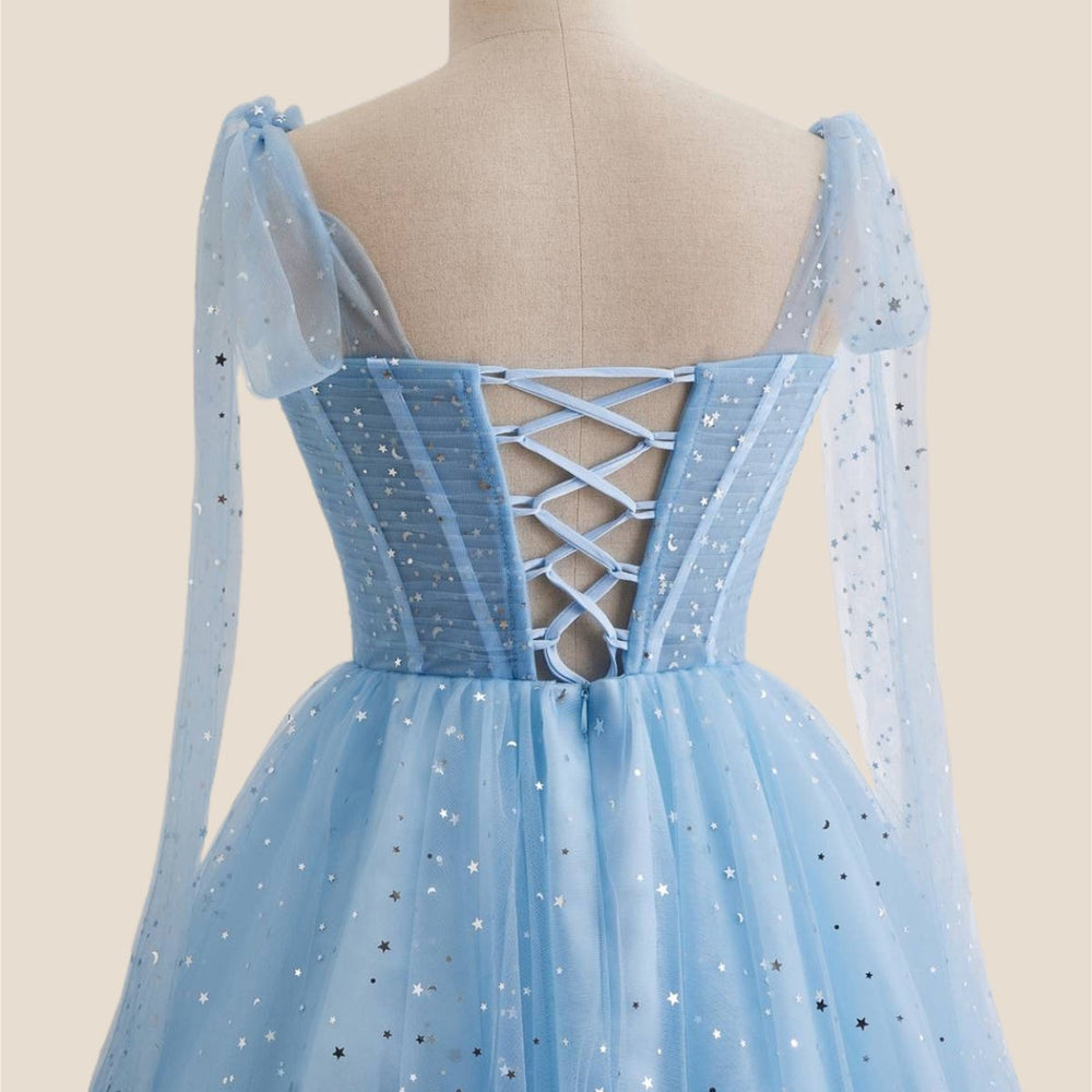 
                      
                        Blue Sparkle Tulle Ruched Short Princess Dress
                      
                    