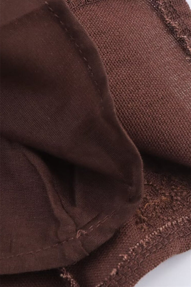 
                      
                        Bow Straps Brown Embroidery A-line Mini Dress
                      
                    