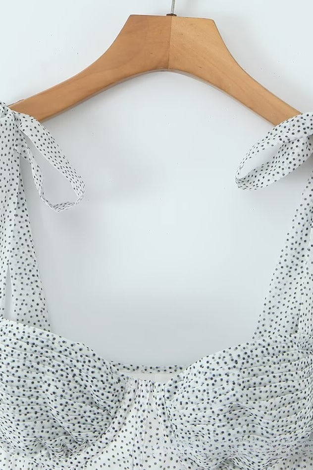 
                      
                        Bow Straps Polka Dots Pleated A-line Short Dress
                      
                    