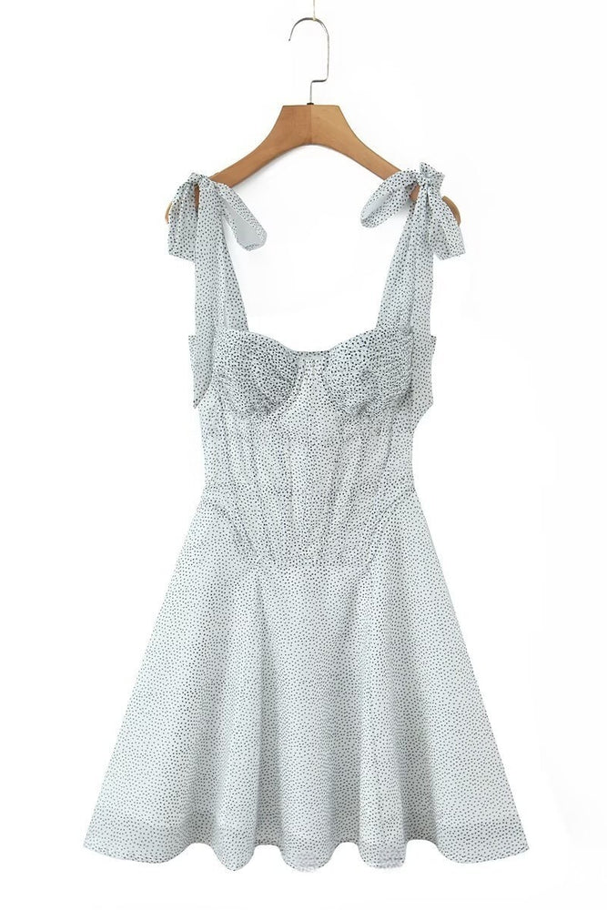 
                      
                        Bow Straps Polka Dots Pleated A-line Short Dress
                      
                    