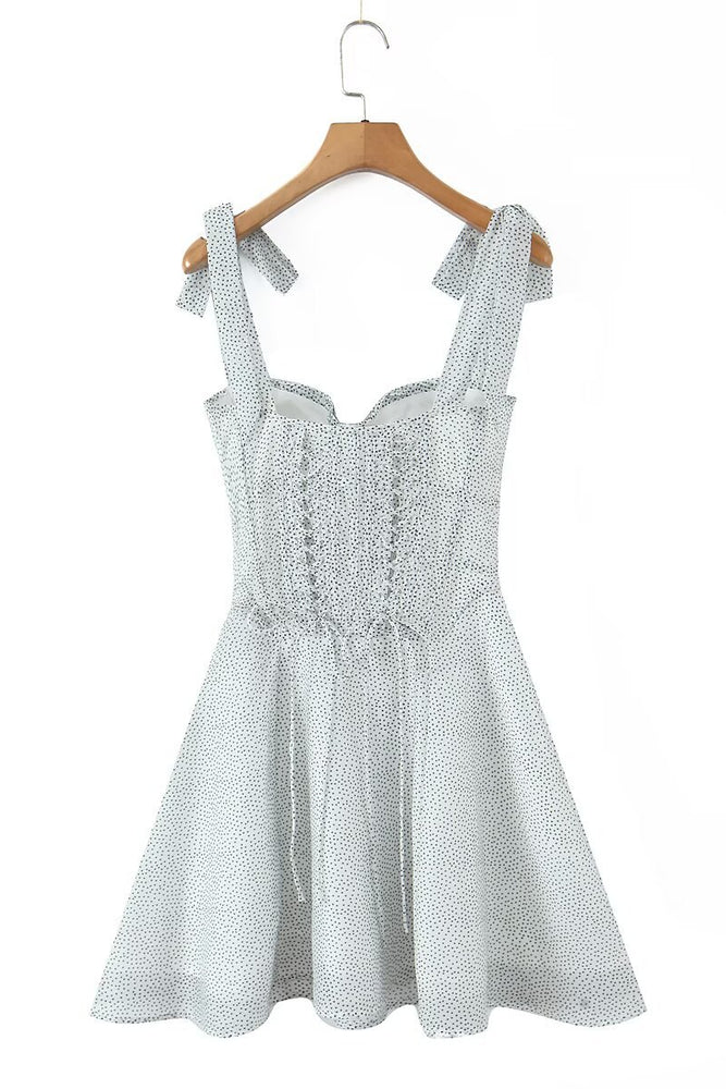 
                      
                        Bow Straps Polka Dots Pleated A-line Short Dress
                      
                    