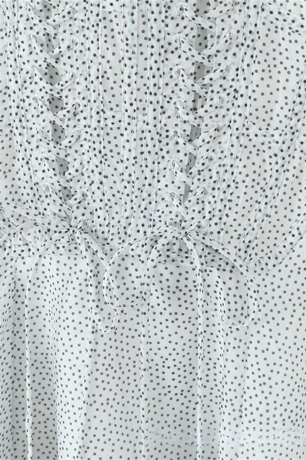 
                      
                        Bow Straps Polka Dots Pleated A-line Short Dress
                      
                    