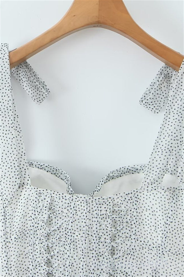 
                      
                        Bow Straps Polka Dots Pleated A-line Short Dress
                      
                    