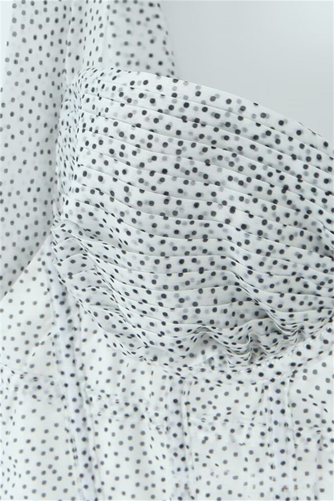 
                      
                        Bow Straps Polka Dots Pleated A-line Short Dress
                      
                    