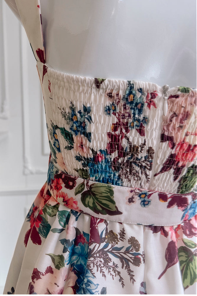 
                      
                        Bow Tie Floral Print  A-line Short Dress with Belt
                      
                    