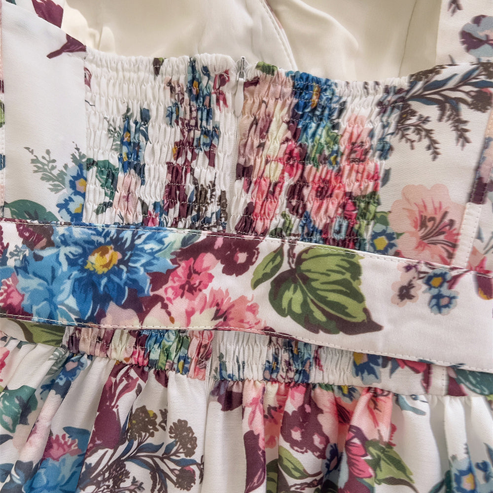 
                      
                        Bow Tie Floral Print  A-line Short Dress with Belt
                      
                    