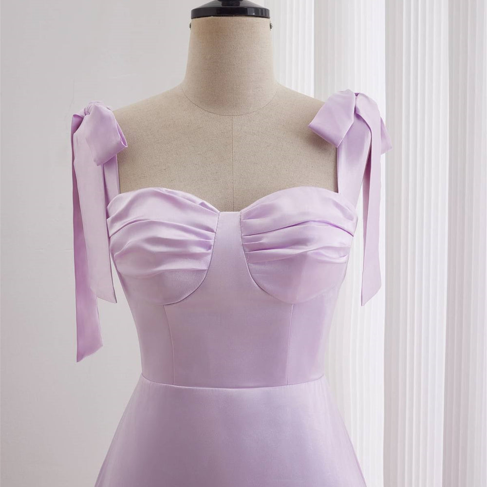 
                      
                        Bow Tie Lavender Ruched A-line Short Dress
                      
                    