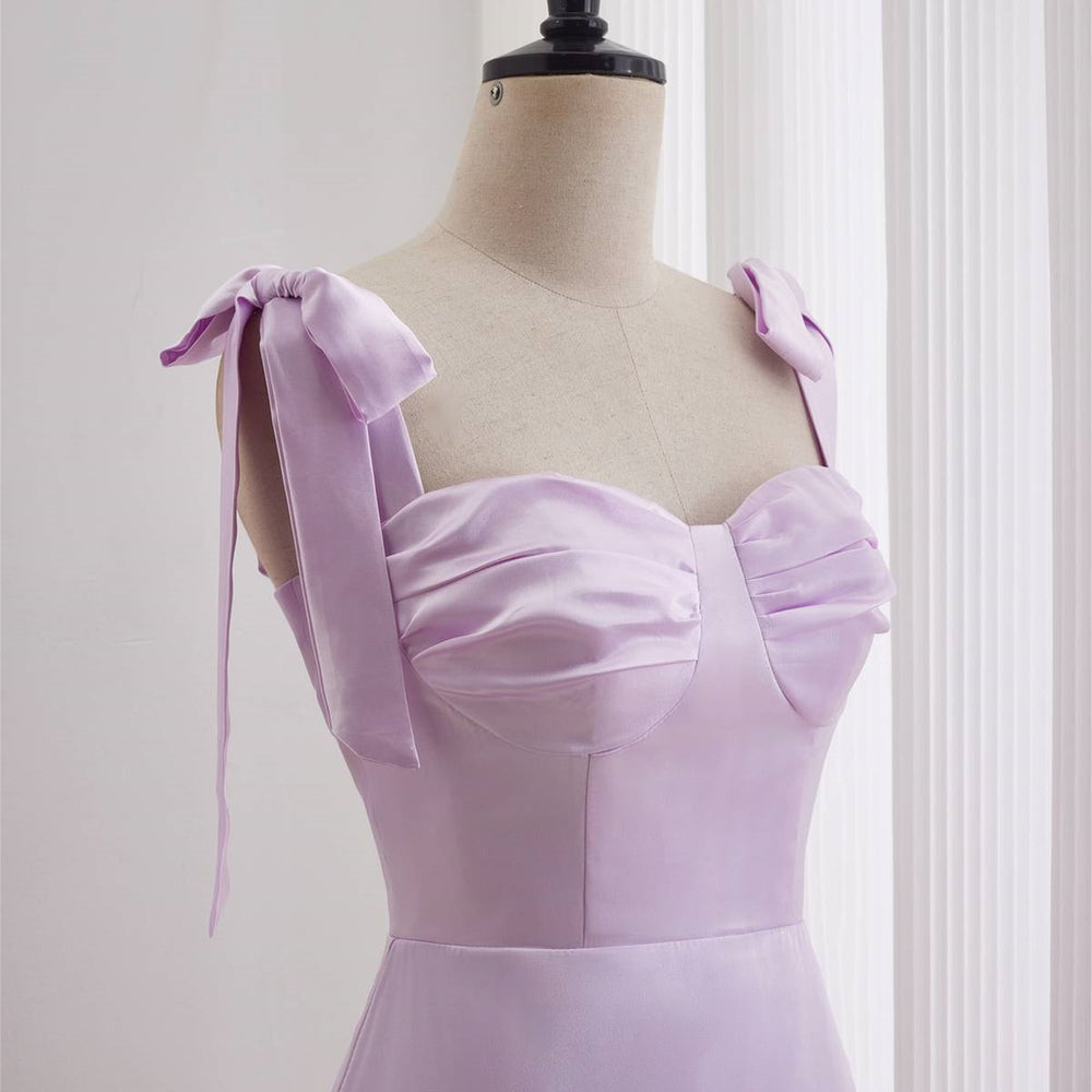 
                      
                        Bow Tie Lavender Ruched A-line Short Dress
                      
                    