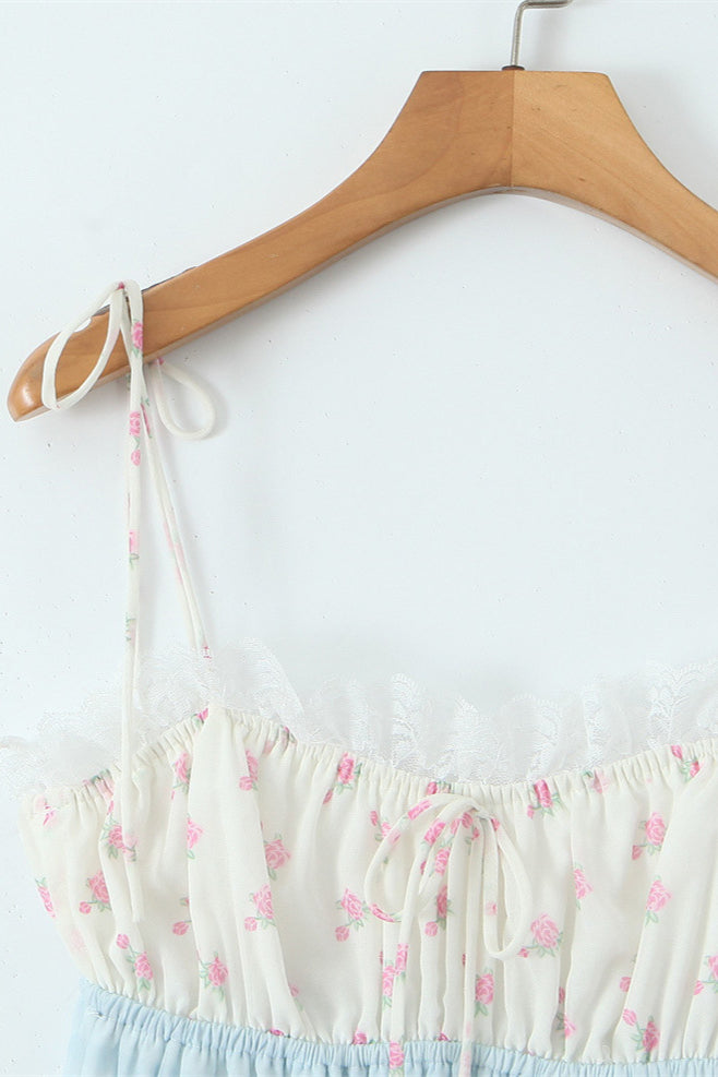 
                      
                        Bow Tie White Floral Print A-line Short Dress
                      
                    