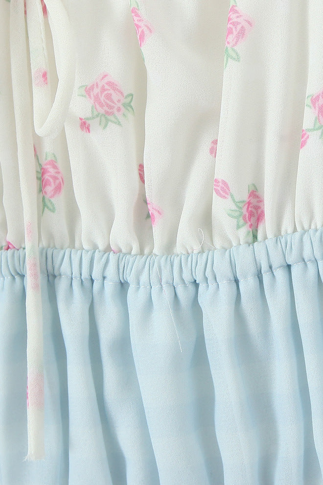 
                      
                        Bow Tie White Floral Print A-line Short Dress
                      
                    