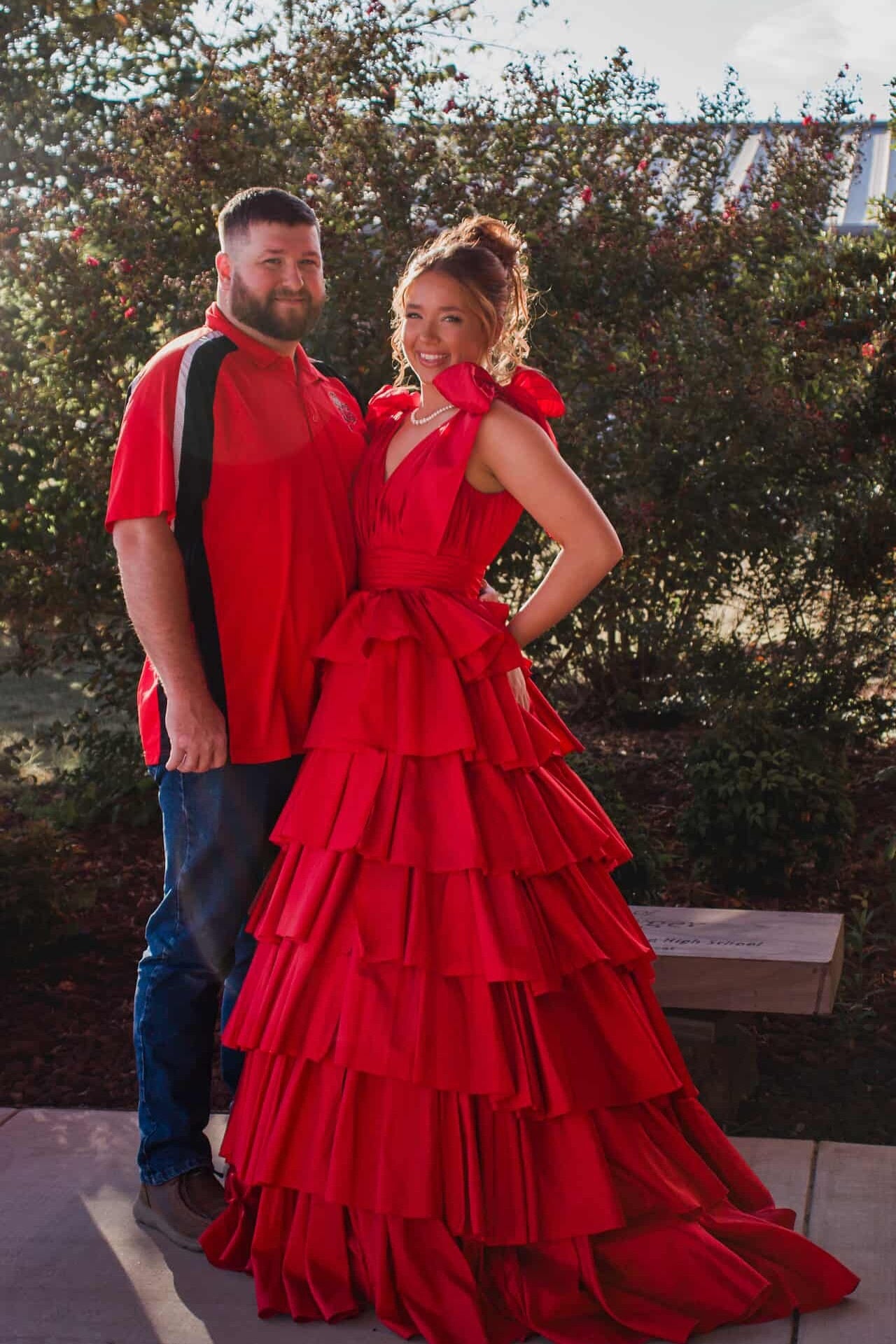 Bow Tie Fuchsia Tiered Long Dress with Slit – PollyBoutique
