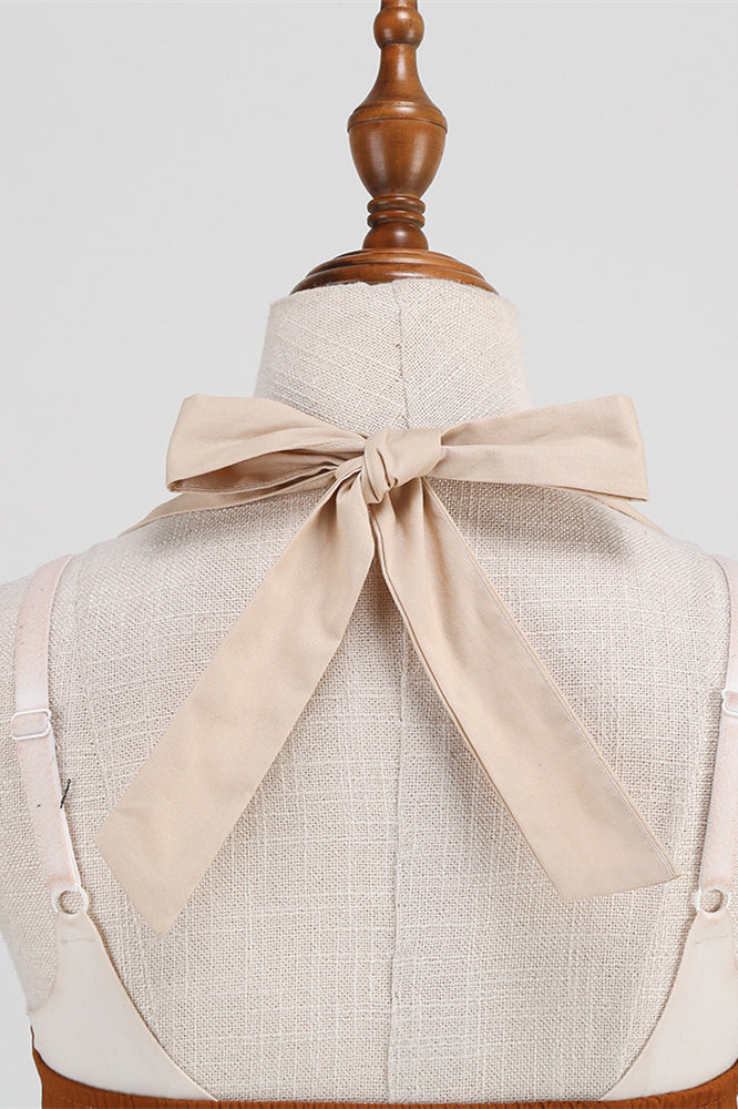 
                      
                        Brown 1950s Two-tone Halter Vintage Dress
                      
                    