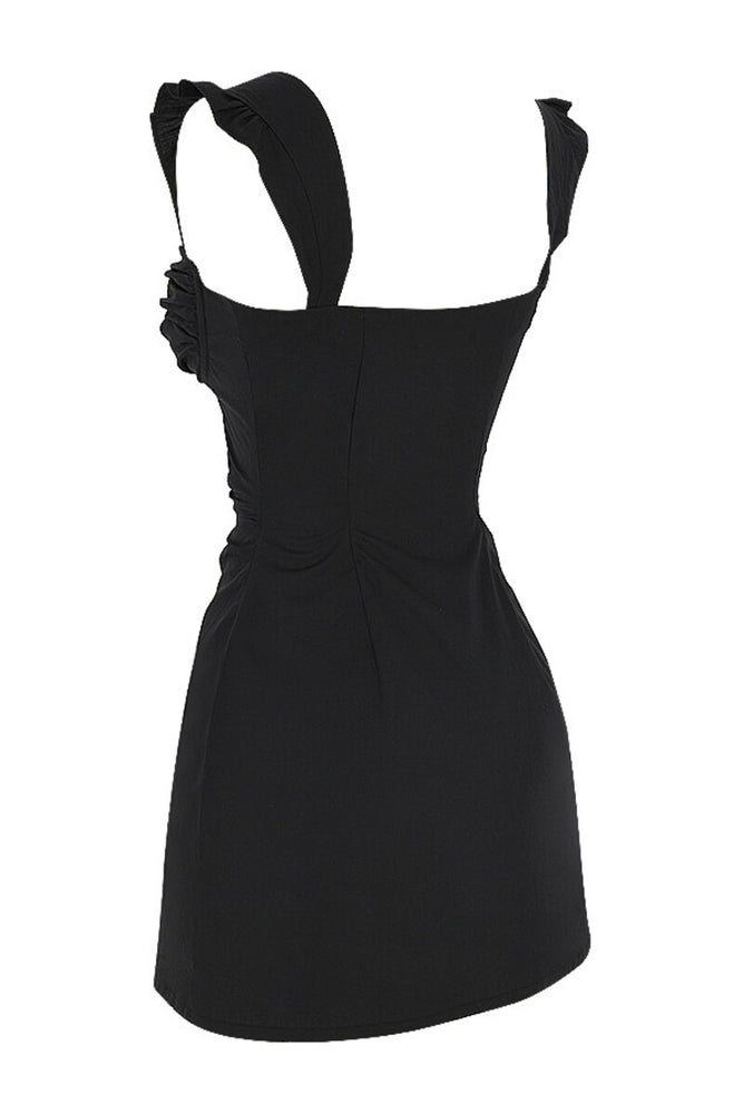 
                      
                        Cap Sleeve Black Button Front Short Party Dress
                      
                    