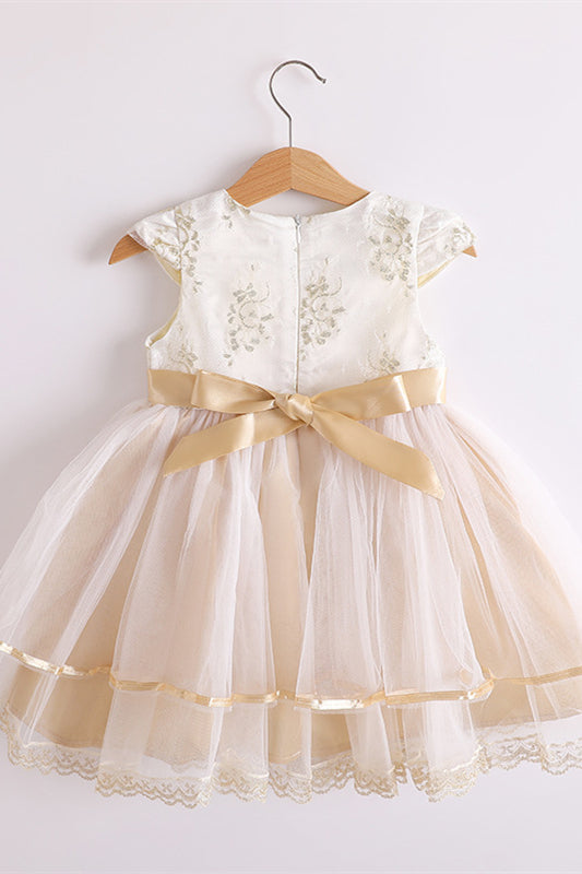 
                      
                        Cap Sleeves Light Yellow Tiered Flower Girl Dress
                      
                    