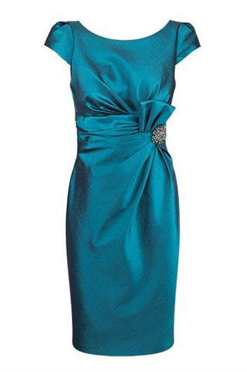 Tulle Off the Shoulder Sheath Blue Mother of the Bride Dress main image 1