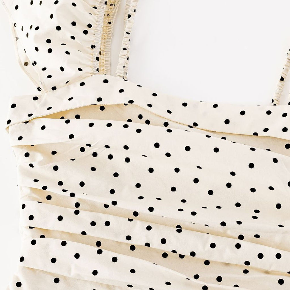 
                      
                        Cap Sleeves White Polka Dots Short Dress
                      
                    