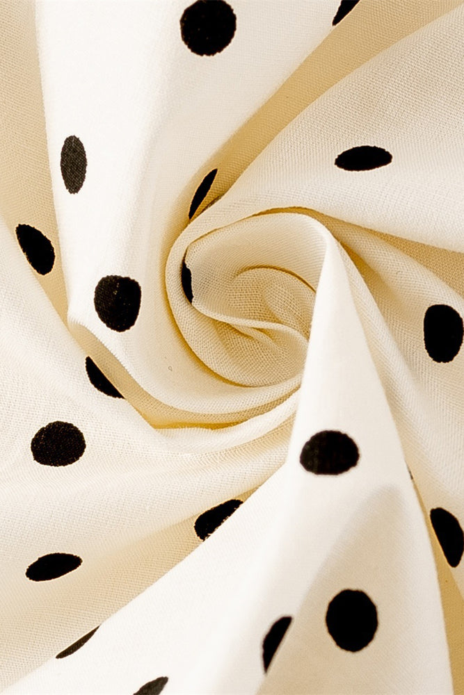 
                      
                        Cap Sleeves White Polka Dots Short Dress
                      
                    