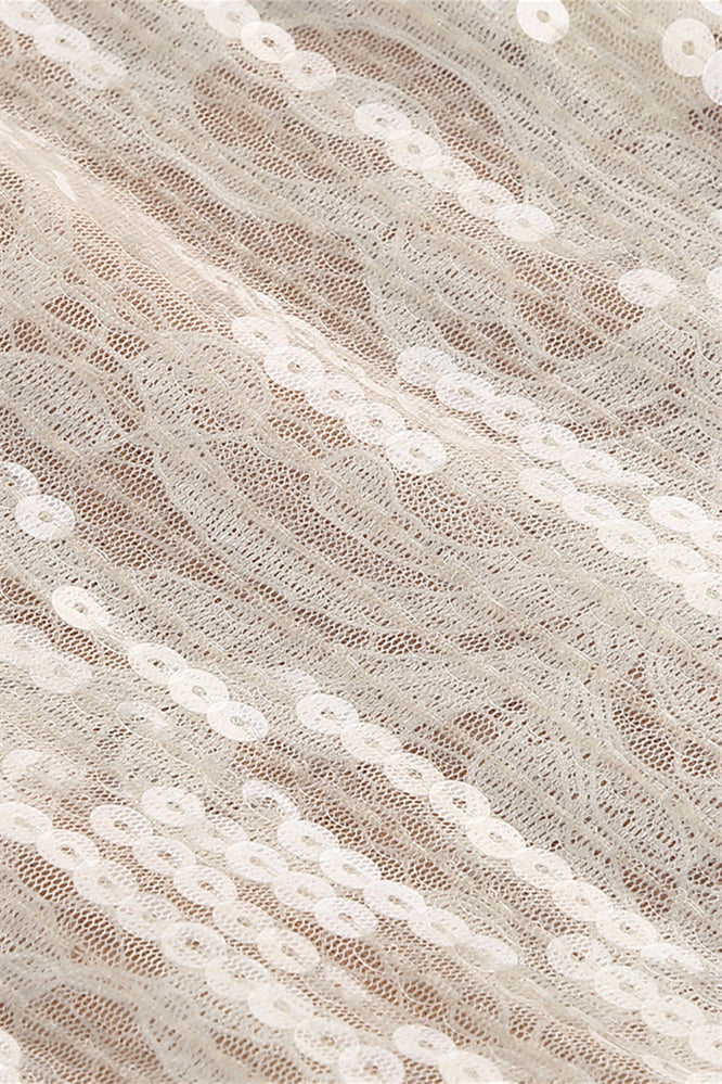 
                      
                        Champagne 3D Floral Sequin Long Dress with Slit
                      
                    