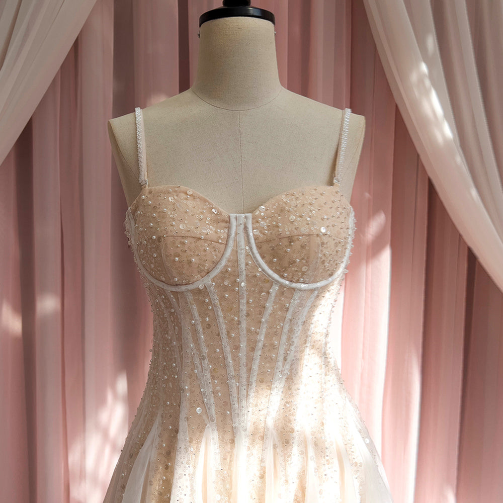 
                      
                        Champagne Sequin and Beaded A-line Short Dress
                      
                    