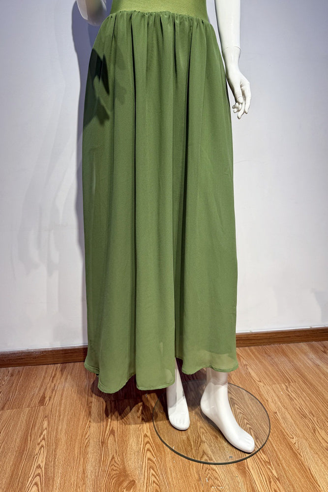 
                      
                        Cold Shoulder Green Ruched A-line Long Dress
                      
                    