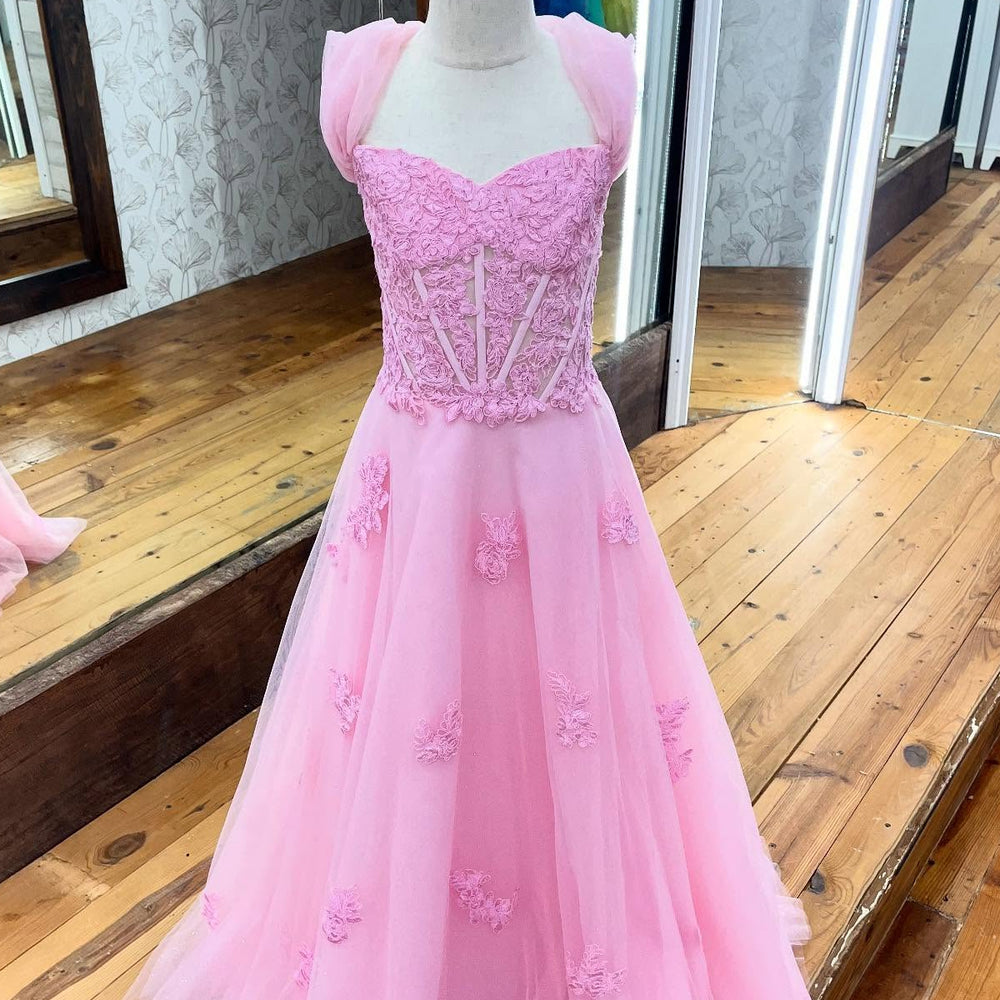 
                      
                        Cold Shoulder Pink Appliques A-line Girl Pageant Dress
                      
                    