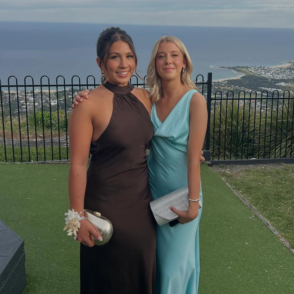 
                      
                        Cowl Neck Aqua Open Back A-line Long Dress
                      
                    