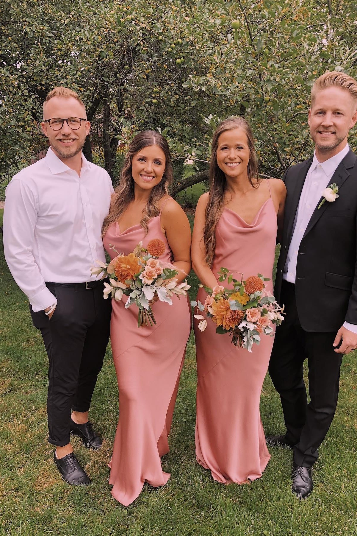 Cowl Neck Baked Rose Satin Bridesmaid Dress PollyBoutique Cowl Neck Baked Rose Satin Bridesmaid Dress PollyBoutique