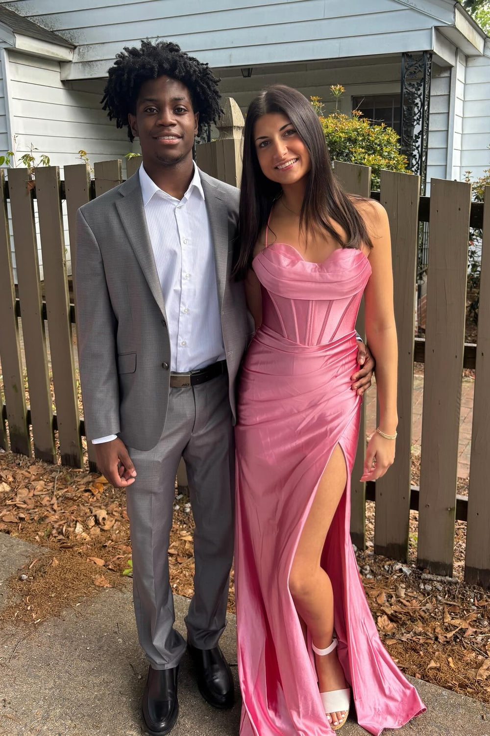 Cowl Neck Rose Ruched Mermaid Long Dress with Slit